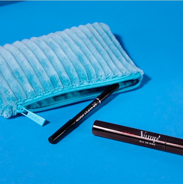 Набор (VAMP! ALL IN ONE Тушь для ресниц + MINI MULTIPLAY Миникарандаш для глаз + косметичка)